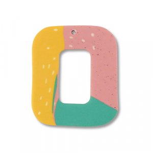 Anh&auml;nger Polymer Square Green-pink-ochre yellow