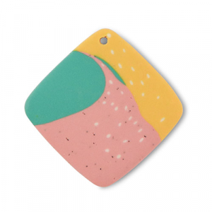 Anh&auml;nger Polymer Rhombus Green-pink-ochre yellow