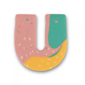 Anh&auml;nger Polymer U-shaped Green-pink-ochre yellow