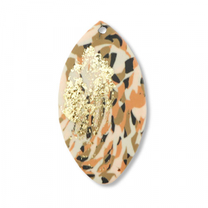 Anh&auml;nger Polymer Leaf Brown-pink-white-gold