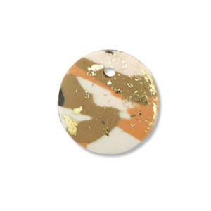 Anh&auml;nger Polymer Round Brown-pink-white-gold
