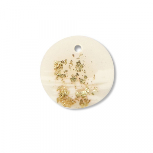 Anh&auml;nger Polymer Round Off white-beige-gold