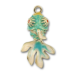 Anh&auml;nger Metall Fish Gold-blue-white