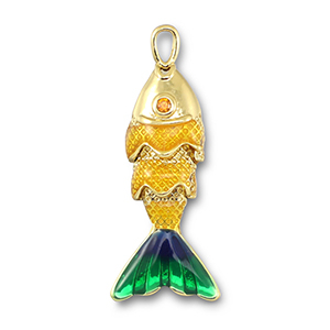 Anh&auml;nger Metall Fish Gold-yellow-blue-green