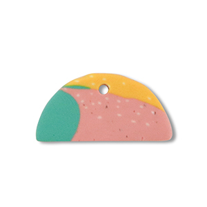 Anh&auml;nger Polymer Semicircle Green-pink-ochre yellow