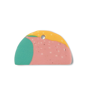 Anh&auml;nger Polymer Semicircle Green-pink-ochre yellow