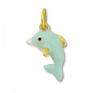 Anh&auml;nger Metall Dolphin Mint green-white-gold
