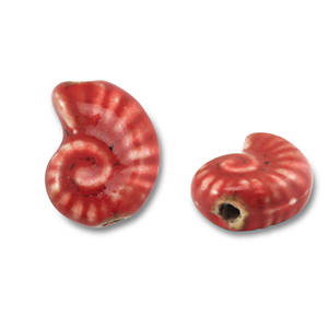 Keramik Perlen Shell Red