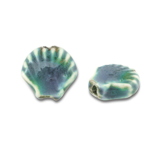 Keramik Perlen Shell Teal blue