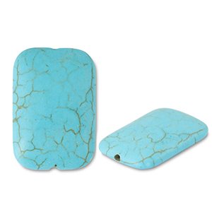 Keramik Perlen Rectangle Turquoise blue