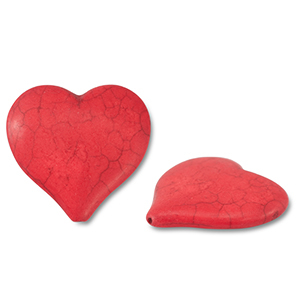 Keramik Perlen Heart Red