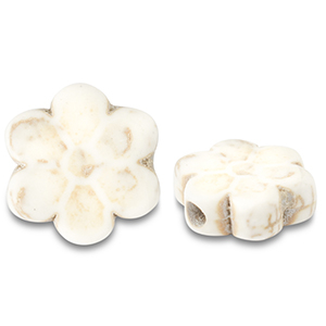 Keramik Perlen Flower Off white