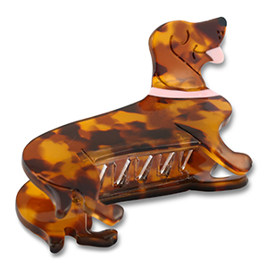 Haarschmuck hair clamp Dachshund Brown-nude-gold