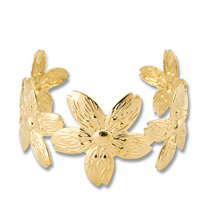 Stainless Steel - Rostfrei Stahl Armb&auml;nder Bangle Flower Gold