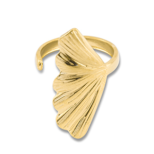 Stainless Steel - Rostfrei Stahl Ringe Leaf Gold