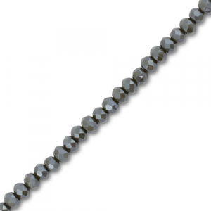 Facetten Top Glas Perlen 3x2mm Rondellen Chromium oxide dark green-pearl shine coating