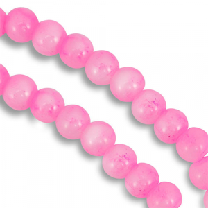 Glas Perlen 6 mm meliert White-pink