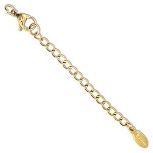 Zubeh&ouml;r aus Stainless Steel - Rostfreiem Stahl Verl&auml;ngerungsketten Set Oval mit Karabinerverschluss Gold
