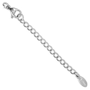 Zubeh&ouml;r aus Stainless Steel - Rostfreiem Stahl Verl&auml;ngerungsketten Set Oval mit Karabinerverschluss Silver