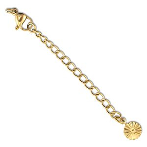 Zubeh&ouml;r aus Stainless Steel - Rostfreiem Stahl Verl&auml;ngerungsketten Set Flower mit Karabinerverschluss Gold