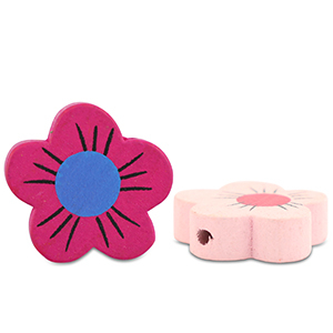 Holz Perlen Flower Multicolour