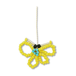 Anh&auml;nger aus Glasperlen Butterfly Yellow-turquoise-black