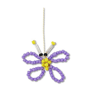Anh&auml;nger aus Glasperlen Butterfly Purple-yellow-black