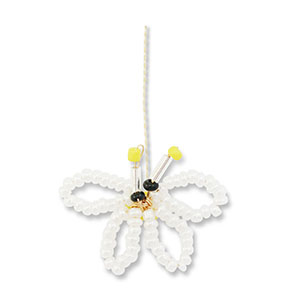 Anh&auml;nger aus Glasperlen Butterfly White-yellow-black