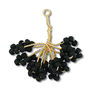 Anh&auml;nger aus Glasperlen Flower Gold-black