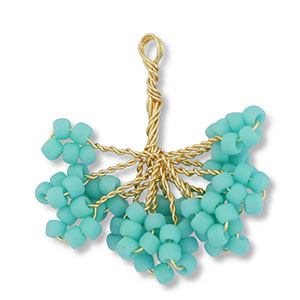 Anh&auml;nger aus Glasperlen Flower Gold-turquoise