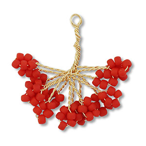 Anh&auml;nger aus Glasperlen Flower Gold-red