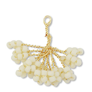 Anh&auml;nger aus Glasperlen Flower Gold-off white