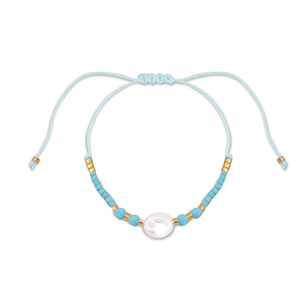 Modische Armb&auml;nder Gemischte Perlen Light blue-white-gold