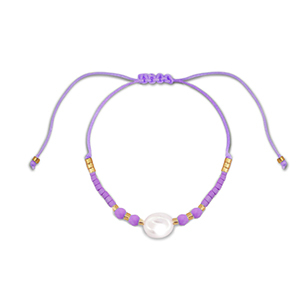 Modische Armb&auml;nder Gemischte Perlen Purple-white-gold