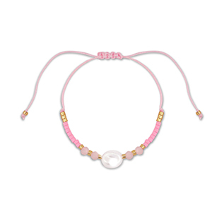 Modische Fusskettchen Gemischte Perlen Pink-white-gold