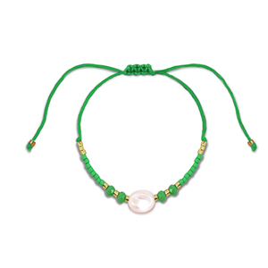 Modische Fusskettchen Gemischte Perlen Green-white-gold