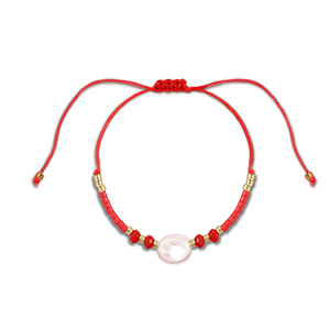 Modische Fusskettchen Gemischte Perlen Red-white-gold