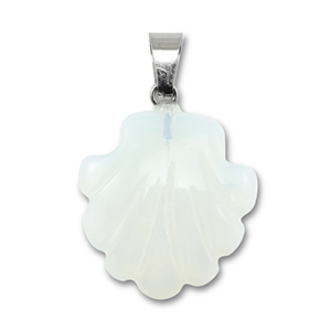 Anh&auml;nger Naturstein Glas Shell Transparent white