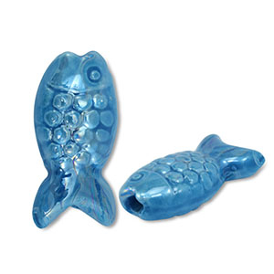 Perlen Griechische Keramik DQ Fish Petrol blue