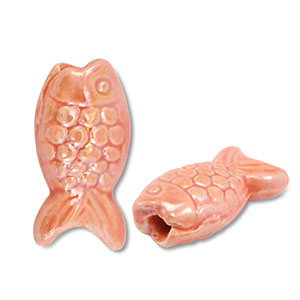 Perlen Griechische Keramik DQ Fish Coral peach