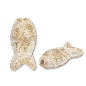 Perlen Griechische Keramik DQ Fish White-light brown-gold