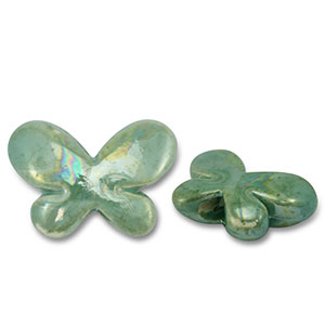Perlen Griechische Keramik DQ Butterfly Turquoise green