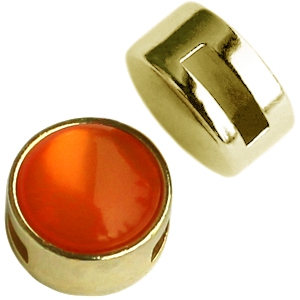 Schieber Metall DQ Cuoio mit Fassung f&uuml;r 12mm Cabochon gold