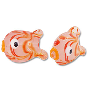 Handbemalt Glasperlen Fish Coral red-orange