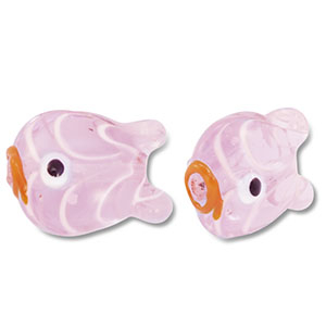 Handbemalt Glasperlen Fish Pink-orange