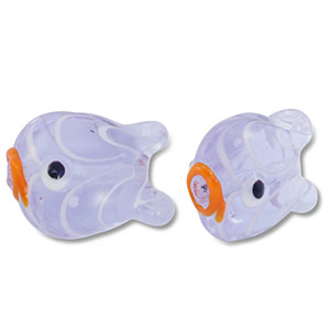 Handbemalt Glasperlen Fish Purple-orange