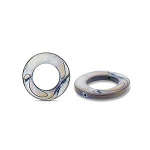 Perle Muschel 15mm Round Grey