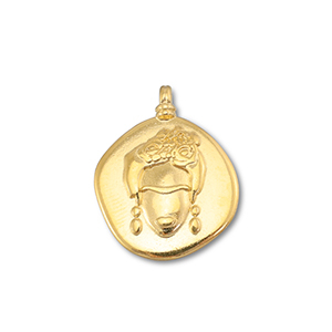 Anh&auml;nger Metall DQ Frida Kahlo Gold (Nickelfrei)