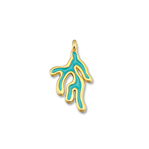 Anh&auml;nger Metall DQ Coral Turquoise blue-Gold (Nickelfrei)