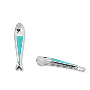 Anh&auml;nger Metall DQ Fish Turquoise blue-Antik silber (Nickelfrei)